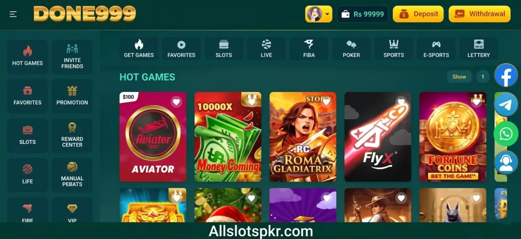 Done999 Game Allslots.com.pk